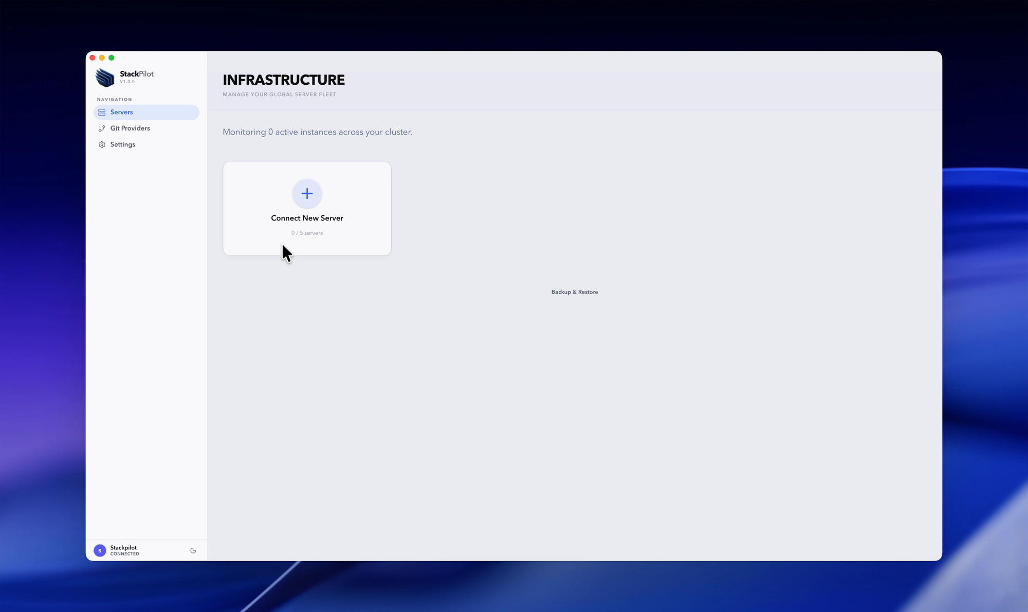 Connect a new server in StackPilot App